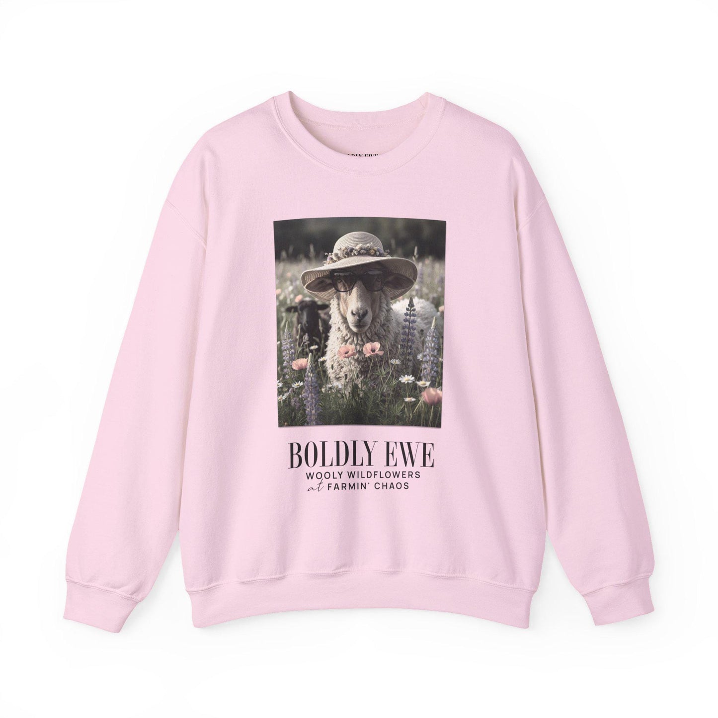 Sheep in Straw Hat crewneck sweatshirt | Boldly Ewe floral farm design