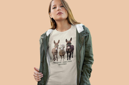 Farm Animals Tee | Donkey, Sheep Illustration, Soft Heart Fierce Mind