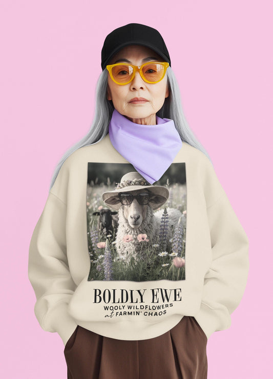 Floral Sheep Crewneck Sweatshirt | Farm Countryside