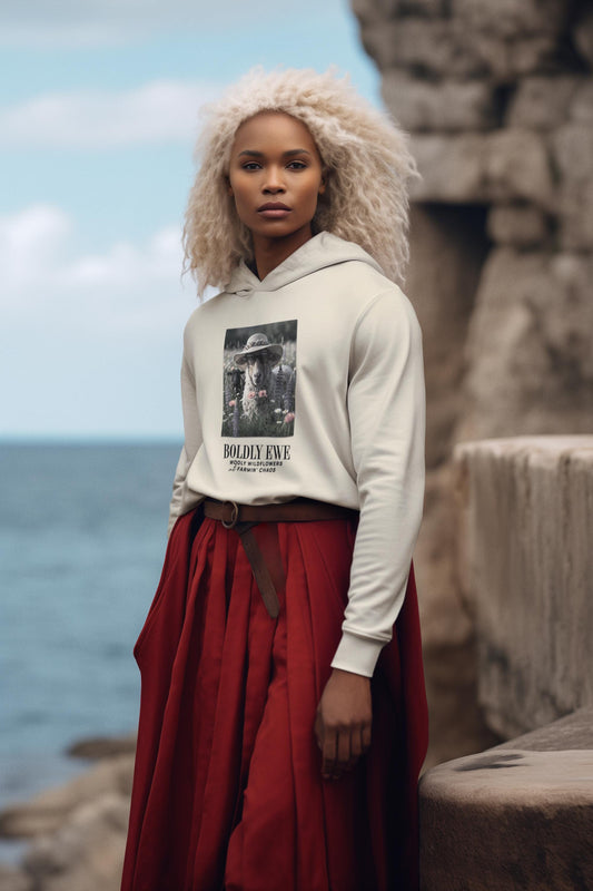 Boldly Ewe Sheep Photo Hoodie | Pastoral Farm Animal Graphic, Unique, Inspiration