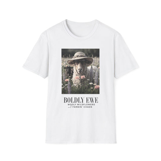 Boldly Ewe sheep photo tee | farm floral graphic T-Shirt